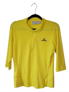Adidas Stella McCartney Yellow 3/4 Sleeve Zip Polo Top Size L